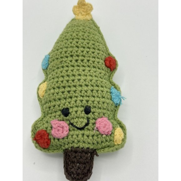 PEBBLE Christmas Tree Rattle Crocheted Multicolor No‎ tag Toy Stuffed Animal - Picture 2 of 4